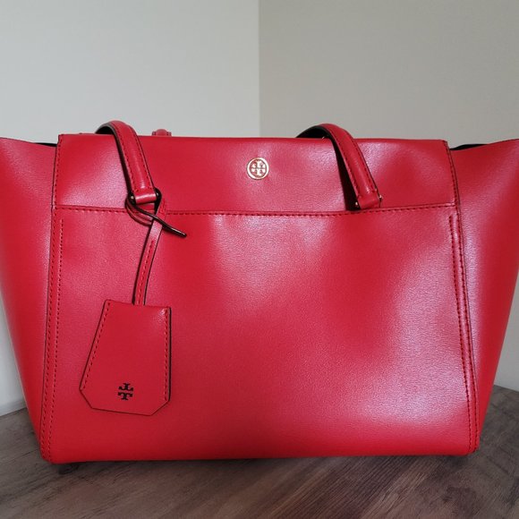 NWOT $448 Tory Burch Red Robinson Tote - Picture 1 of 9